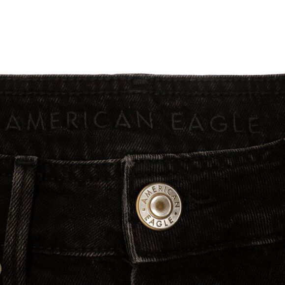 American Eagle Skirt Size 4 Womens Black Mid Rise A Line Denim Button Up 29x15.5 - Picture 7 of 7